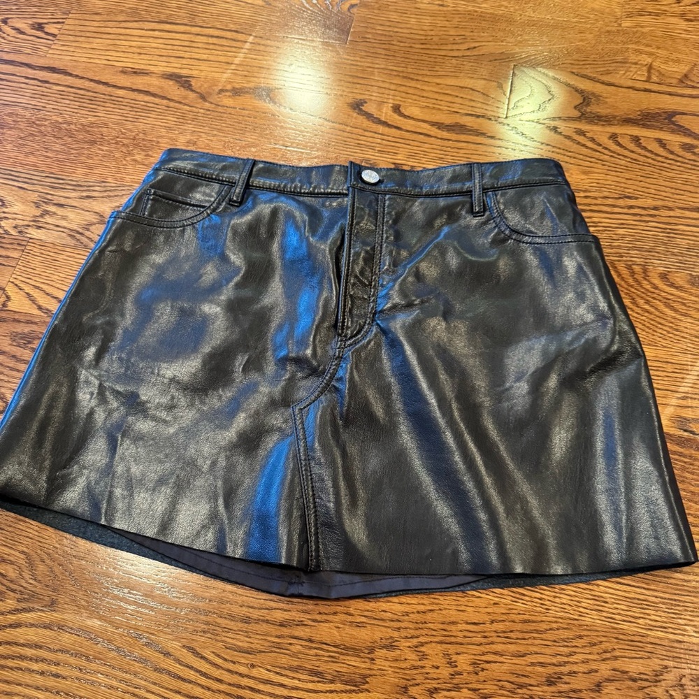 FRAME High 'n' Tight Recycled Black Leather Mini Skirt | Size 32 - Picture 3 of 9